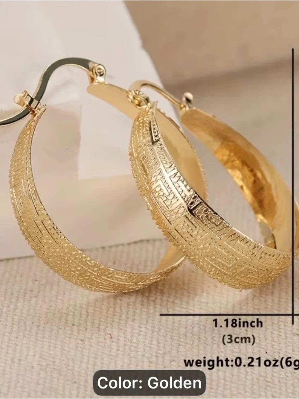 Golden Textured Hoop Earrings - Fashion Jewelry